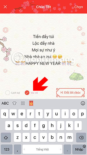 Choose the type of New Year's message