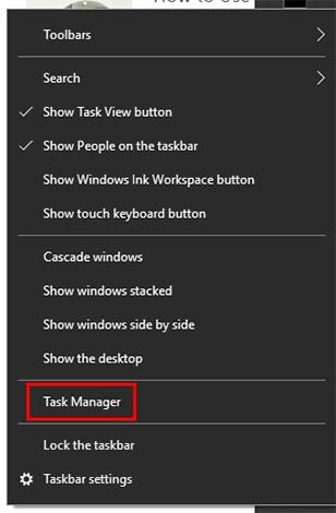 Kiểm tra Trình quản lý tác vụ để xem webcam có đang chạy hay không