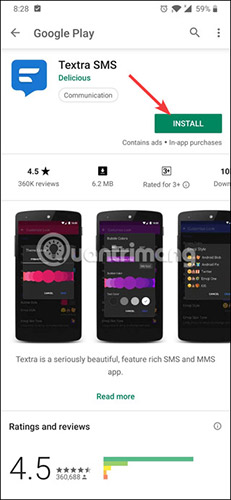 Cài đặt Textra SMS