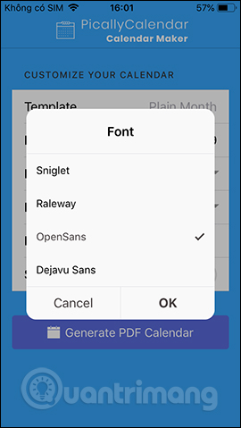 Thay đổi font chữ