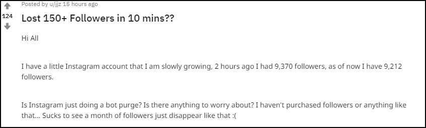 Những lời phàn nàn về việc tụt follow trên Instagram