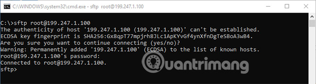 Đăng nhập bằng lệnh sftp