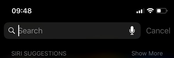 Hiển thị thanh tìm kiếm