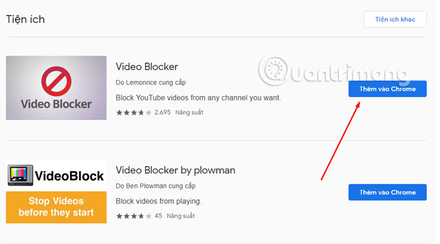 Thêm tiện ích Video Blocker