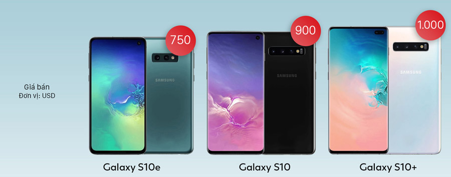 Giá bán của bộ ba siêu phẩm Galaxy S10 