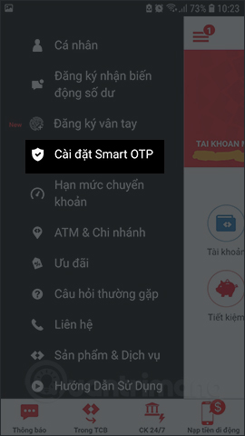 Cách đăng ký Techcombank Smart OTP lấy mã xác thực