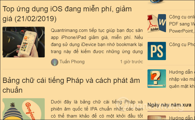 Giao diện tông vàng ấm