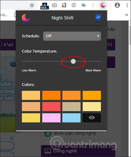 Chỉnh mức độ màu