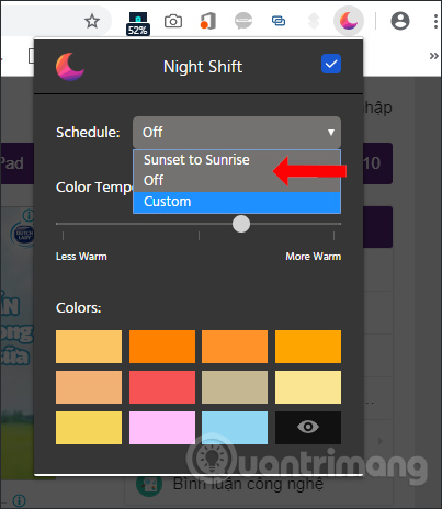 Tùy chọn lên lịch