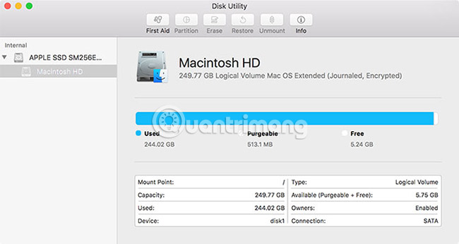 Disk Utility trên macOS