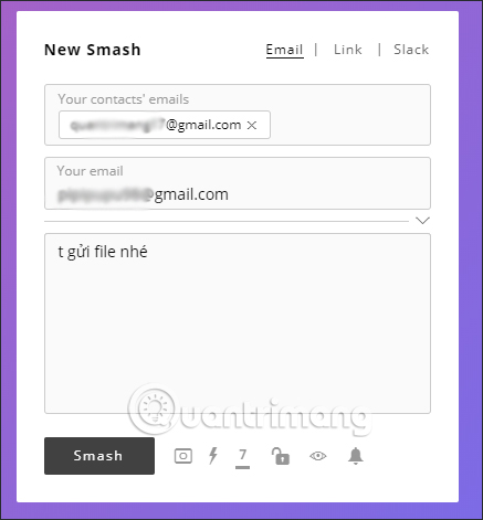 Điền thông tin gửi file