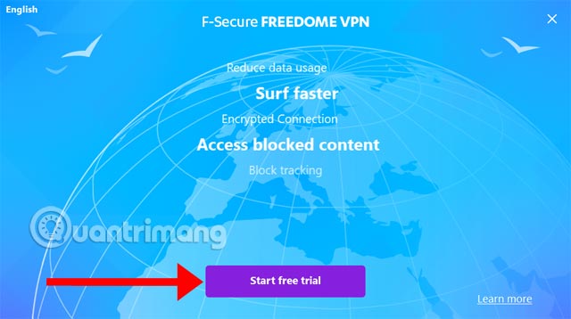 Bấm Start Free Trial
