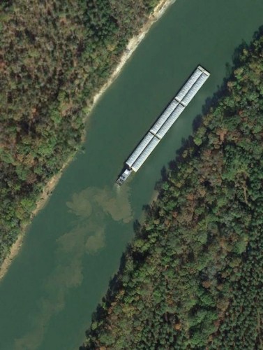 Chiếc sà lan lớn di chuyển trên sông Tombigbee ở Alabama (Mỹ)