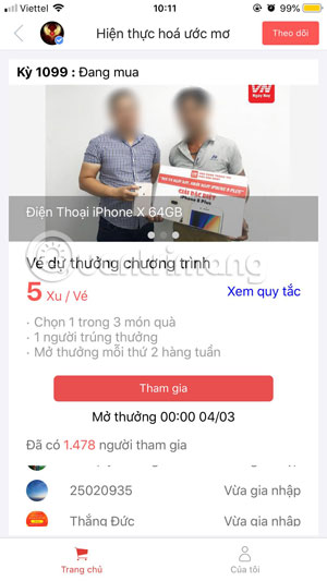 Dự thưởng chương trình xe máy