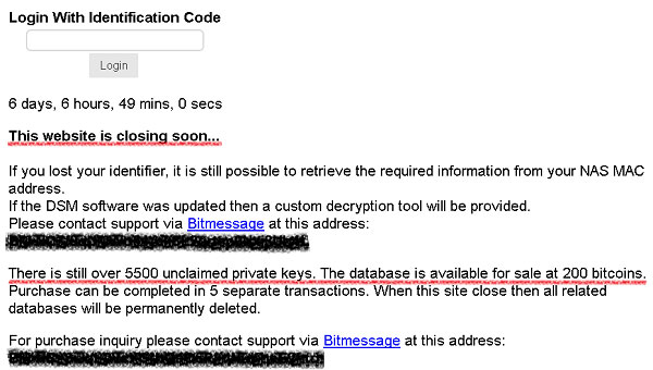 Key giải mã Synolocker cũng đã có sẵn để sử dụng
