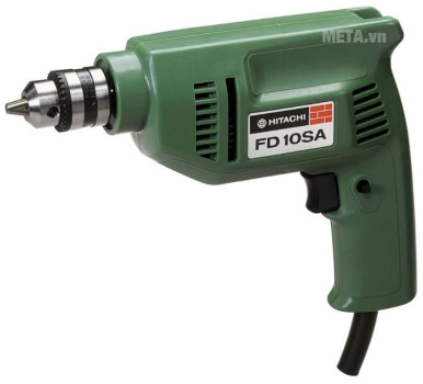 Máy khoan 235W Hitachi FD10SA có thể khoan gỗ, khoan sắt.