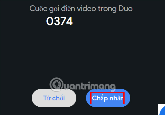 Chấp nhận cuộc gọi