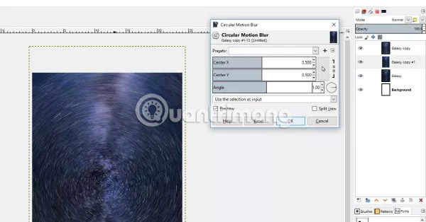 Nhấp vào layer Galaxy Copy