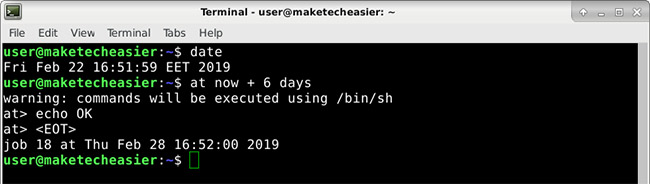 Chạy lệnh sau số phút quy định