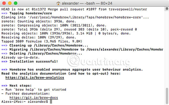 Tải và cài đặt Homebrew