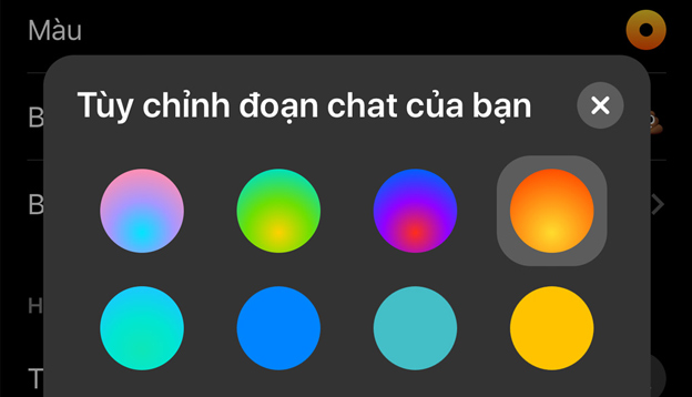 Tùy chọn màu gradient