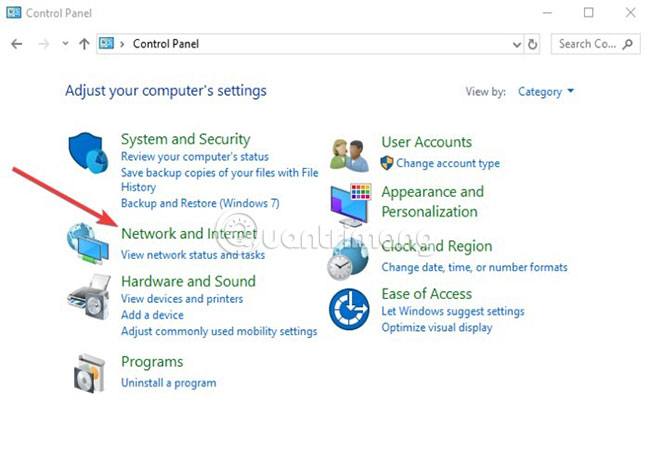 Đi đến Control Panel