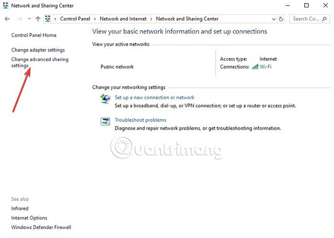 Nhấp vào Change Advanced Settings