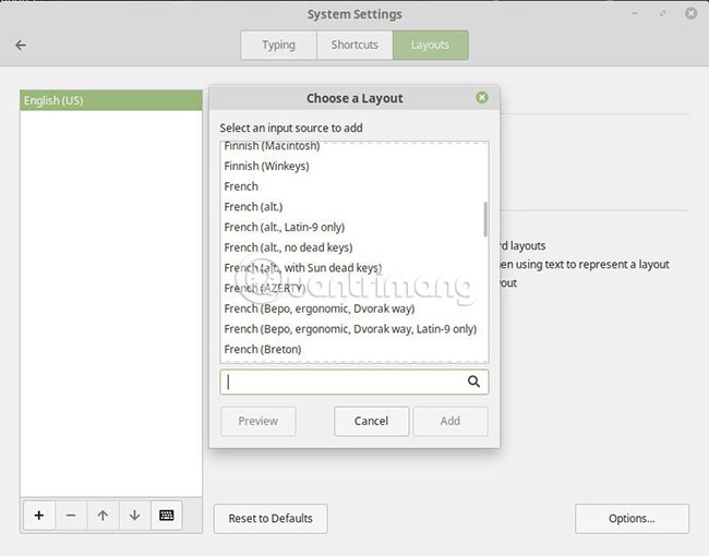 Bấm dấu + để thêm bố cục