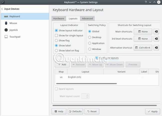 Chọn Input Devices