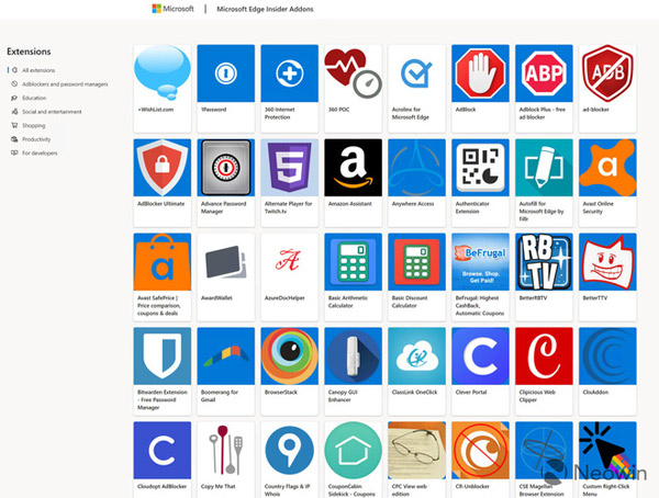 Các tiện ích hiện đang được hỗ trợ trên trình duyệt Microsoft Edge mới