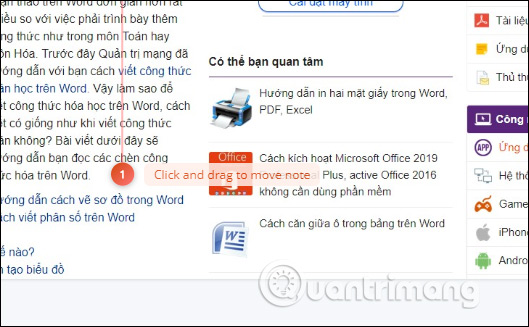 Chọn vị trí chú thích