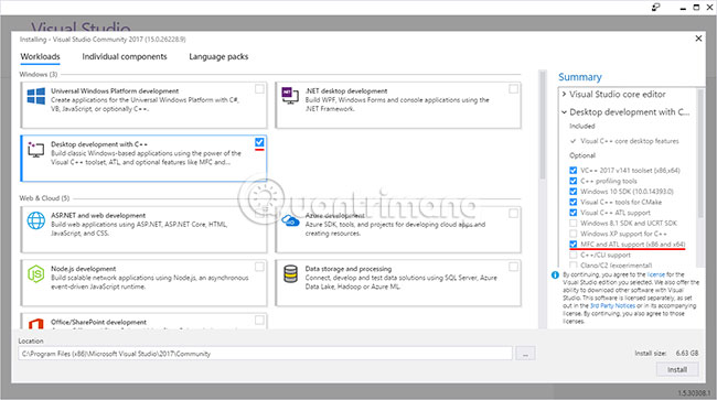Cai đặt Visual Studio 2017