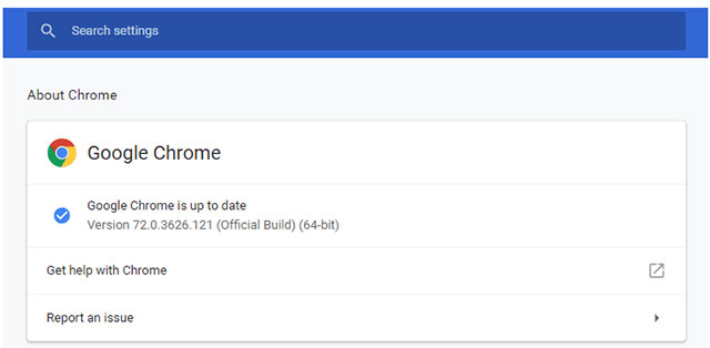 Bản cập nhật ổn định số 72.0.3626.121