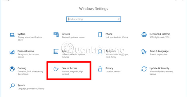 Truy cập ứng dụng Windows Settings