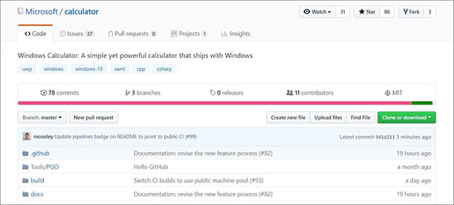 Microsoft mở nguồn ứng dụng Calculator của Windows 10 trên GitHub