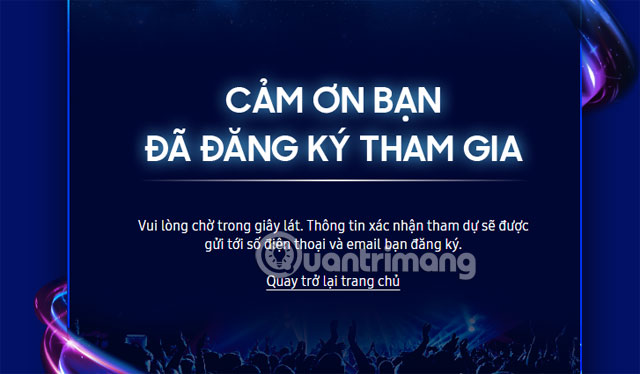 Thông báo đăng ký thành công