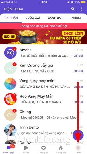Giao diện chính Mocha