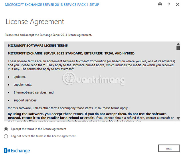 Chọn I accept và nhấp vào Next