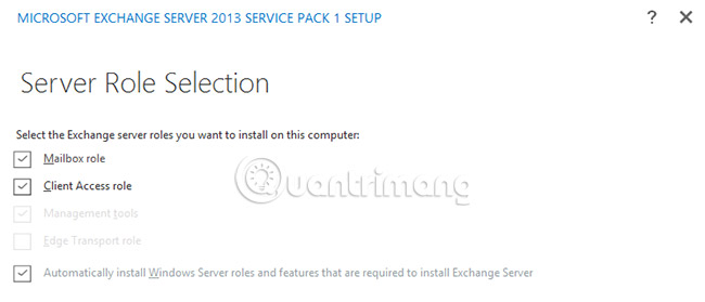 Chọn các Exchange Server role