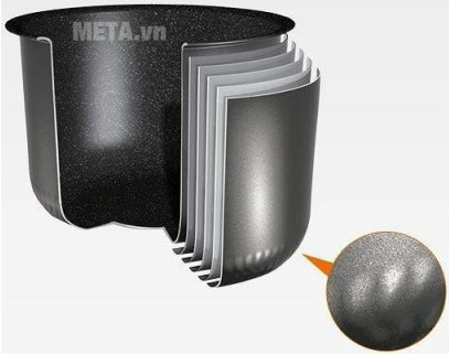 Cấu tạo lòng nồi nhiều lớp của nồi cơm điện kim cương.