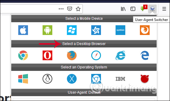 Chọn trình duyệt web khác