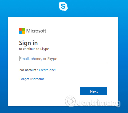 Đăng nhập tài khoản Skype