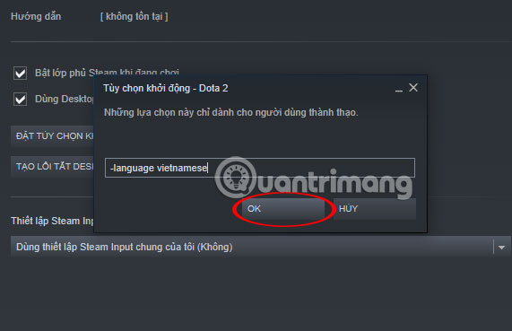 Nhập mã đổi sang tiếng Việt