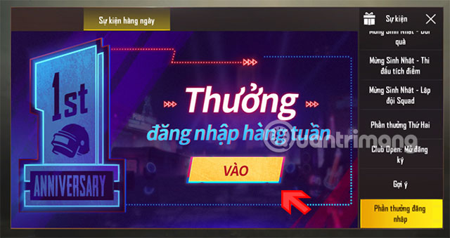 Menu sự kiện