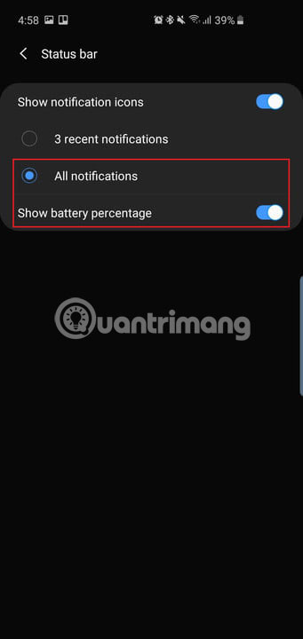 trong Status bar