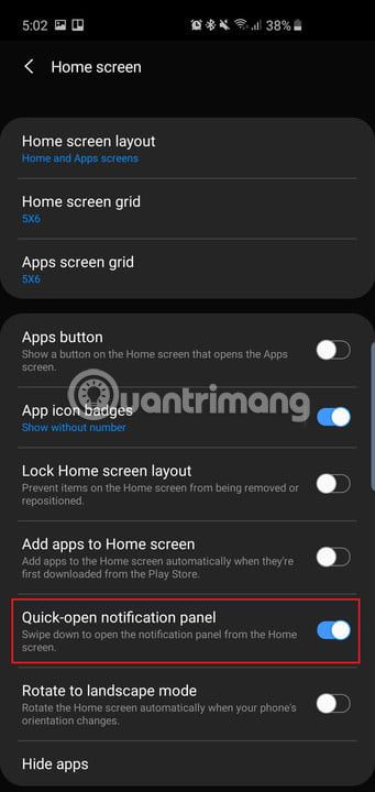 bảng điều khiển thông báo