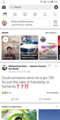 Giao diện mới toàn màu trắng của ứng dụng Facebook trên Android