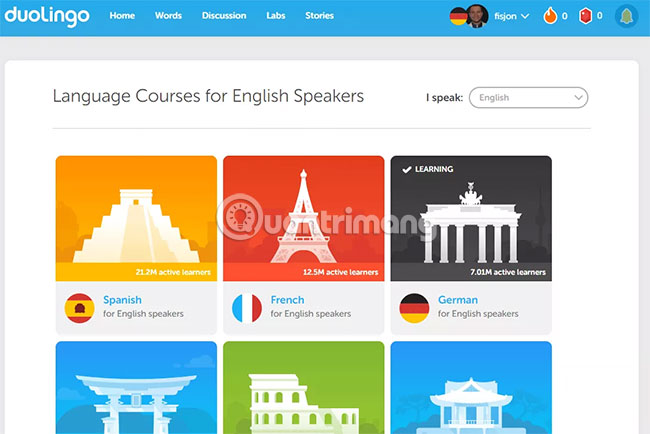 Các ngôn ngữ có sẵn trong Duolingo