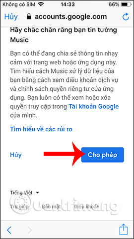Cho phép truy cập