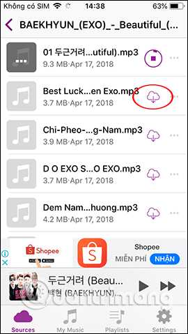 Tải nhạc offline
